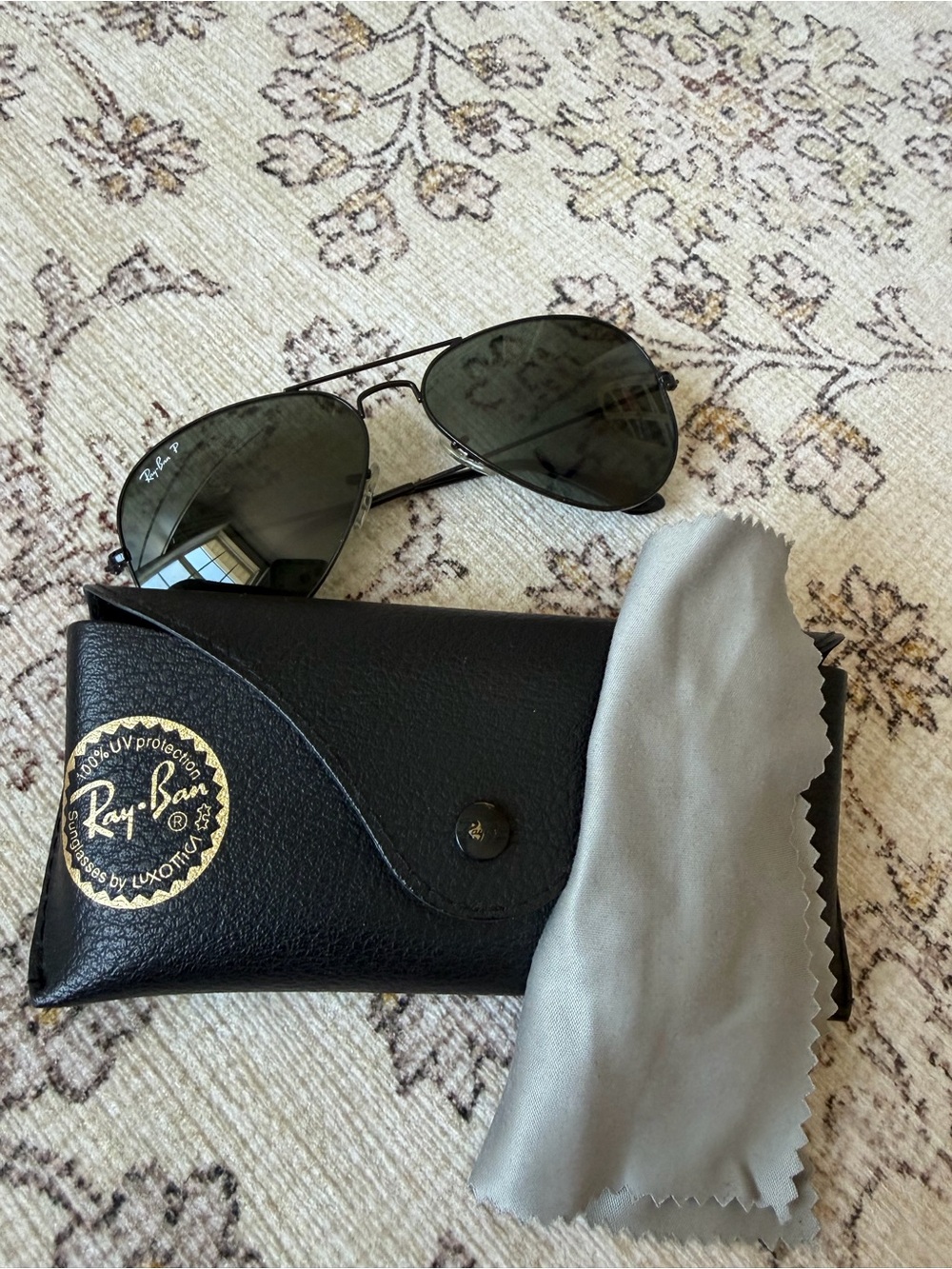 Ray-Ban P Women’s Black Aviator Sunglasses with Black Case